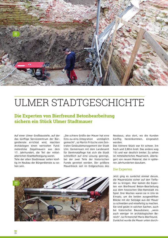 Artikel Ulmer Stadtmauer in Der Betonbohrer, Heft 41
